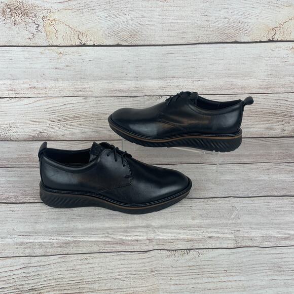 Ecco St.1 Hybrid Mens Sz EU 41 US 7-7.5 Derby Shoes Black Leather Dress - Picture 1 of 9